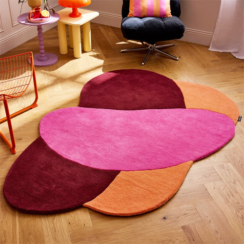 Tapis en laine motif géométrique rose 200x290 cm – tissé main - Sunset Pop