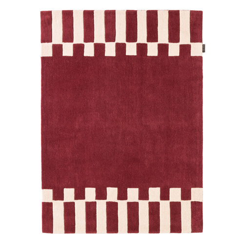 Tapis en laine motif géométrique rouge 160x230 cm– tissé main - Burgundy Rhythm