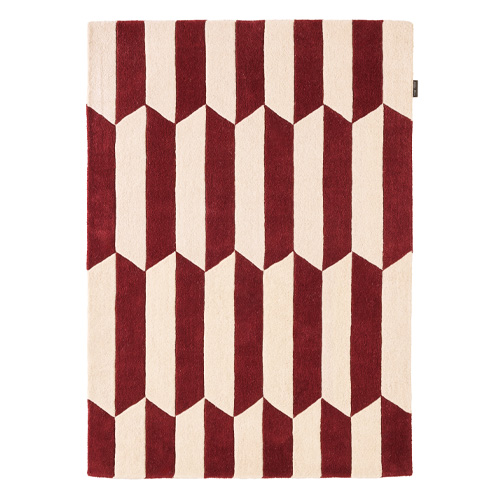 Tapis en laine motif géométrique rouge 160x230 cm– tissé main - Burgundy Stripes