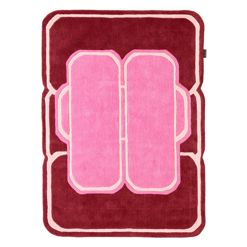 Tapis en laine motif géométrique rose 160x230 cm– tissé main - Cosmic Pink