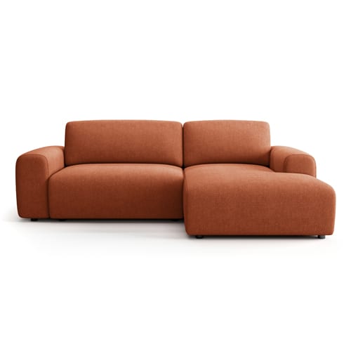 Canapé d'angle réversible convertible 5 places en tissu chenille terracotta - Luno