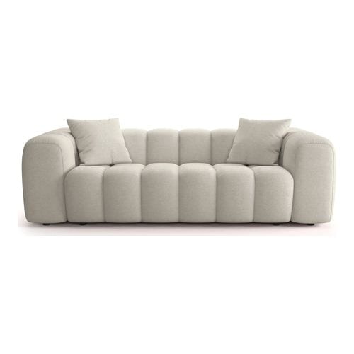 Canapé droit 3 places en tissu chenille beige - Nuvola