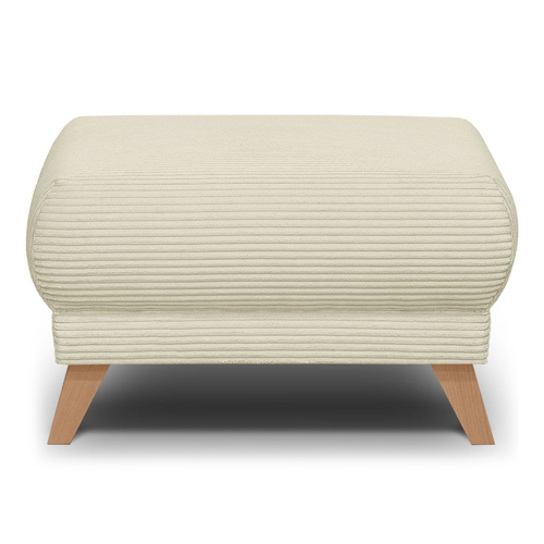 Pouf en velours côtelé beige - Laria