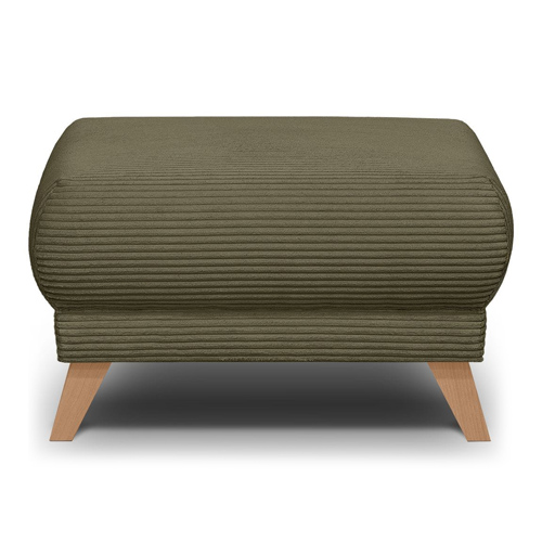 Pouf en velours côtelé vert kaki - Laria