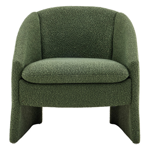 Fauteuil en bois et tissu bouclé vert kaki - Ami