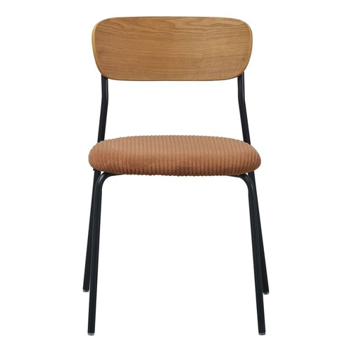 Lot de 2 chaises en bois et velours côtelé terracotta - Leya