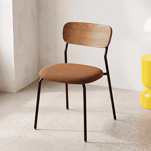 Lot de 2 chaises en bois et velours côtelé terracotta - Leya