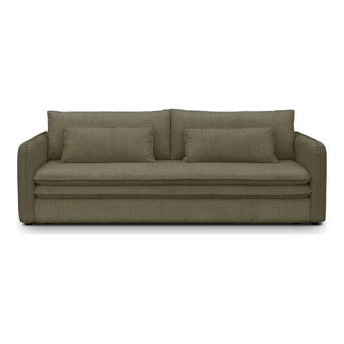 Canapé convertible 3 places en velours côtelé vert kaki - Baya