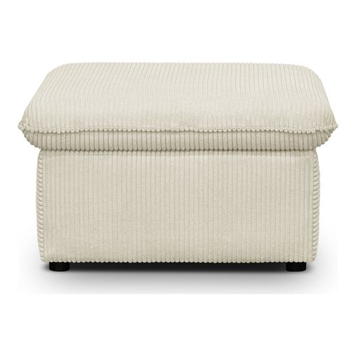Pouf coffre de rangement en velours côtelé beige - Baya