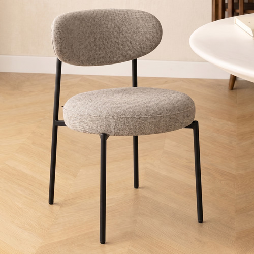 Lot de 2 chaises de salle à manger en tissu chenille taupe - Orla