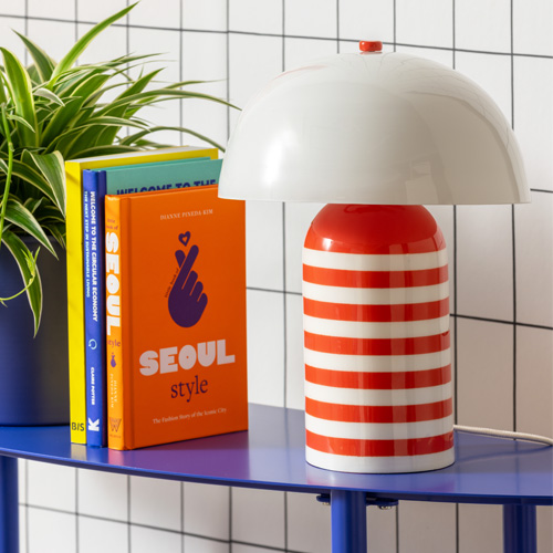 Lampe à poser champignon rayée orange - Rayado Retro