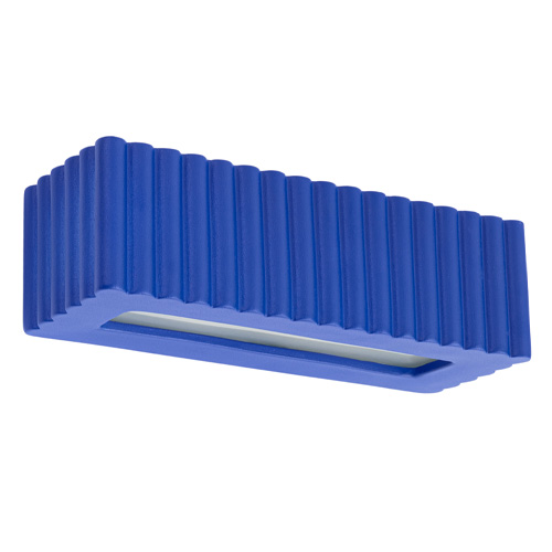 Applique rectangulaire en céramique cannelée bleu - Rigata