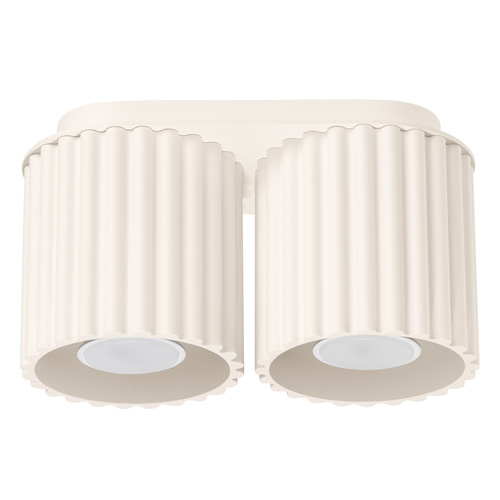 Plafonnier cannelé 2 lumières beige - Aura