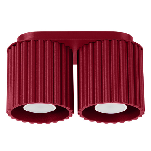 Plafonnier cannelé 2 lumières bordeaux - Aura
