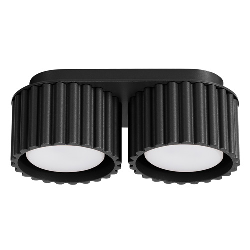 Plafonnier cannelé 2 lumières noir - Aura