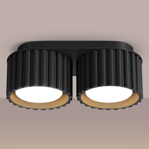 Plafonnier cannelé 2 lumières noir - Aura