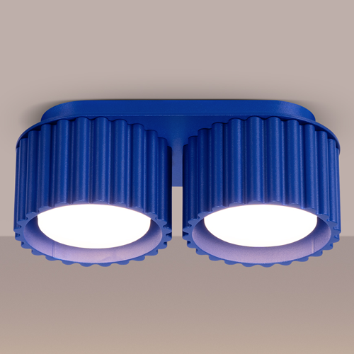 Plafonnier cannelé 2 lumières bleu - Aura