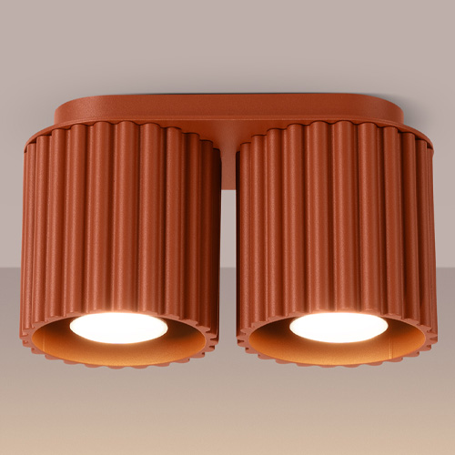 Plafonnier cannelé 2 lumières terracotta - Aura