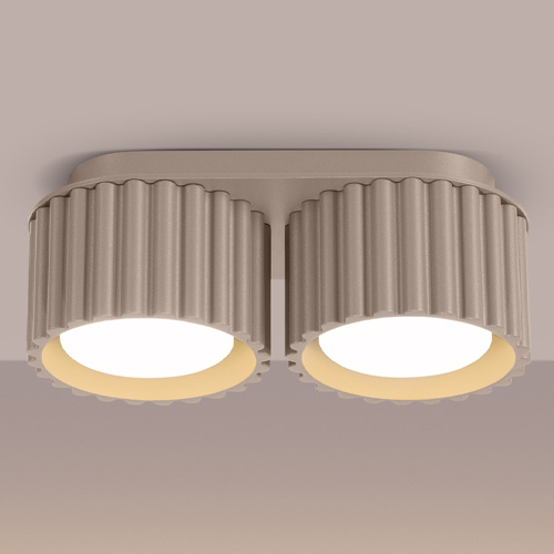 Plafonnier cannelé 2 lumières taupe - Aura