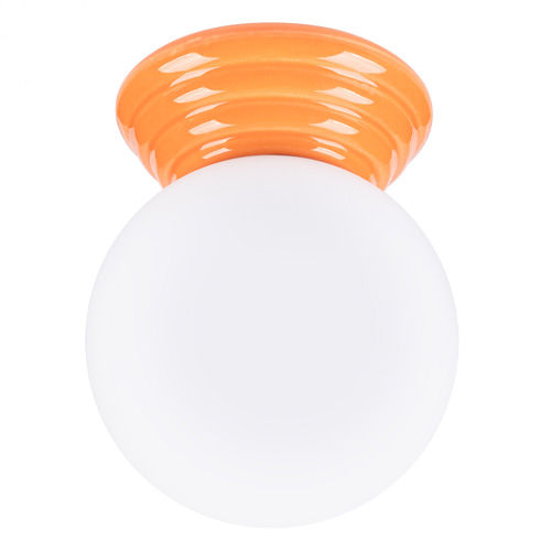 Plafonnier en céramique et globe en verre orange - Zori