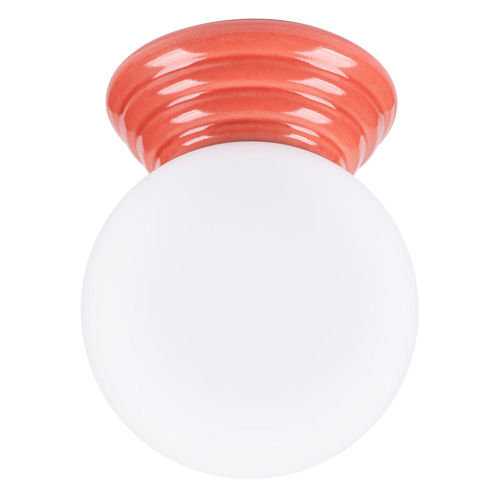 Plafonnier en céramique et globe en verre pêche - Zori