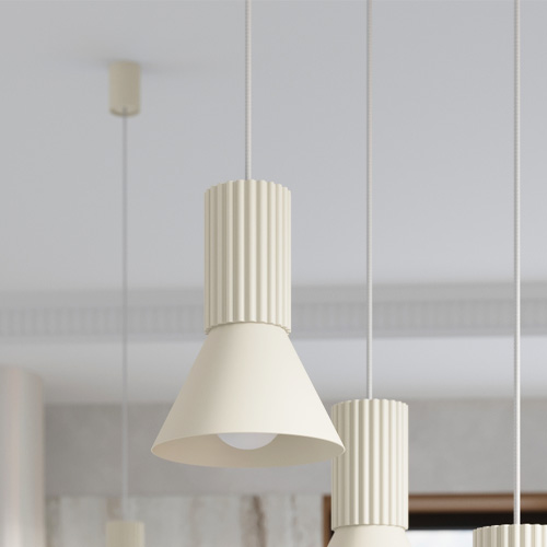 Suspension cannelée 3 lumières Beige - Estria