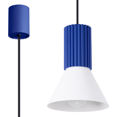 Suspension cannelée blanc / bleu - Estria