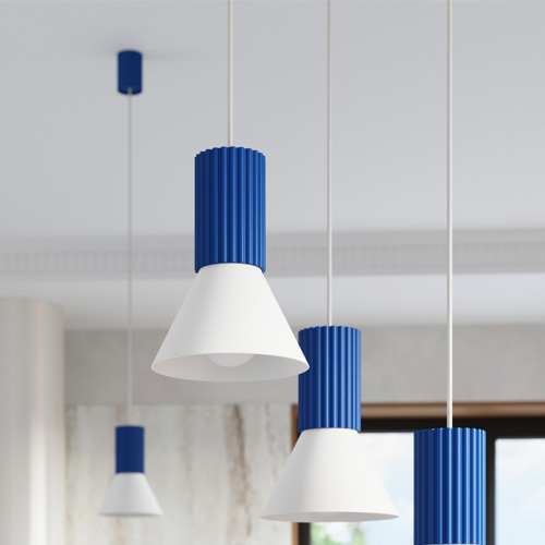 Suspension cannelée blanc / bleu - Estria