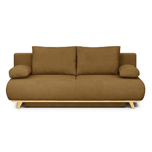 Canapé convertible 3 places avec coffre de rangement en tissu chenille bronze - Laria