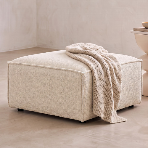 Pouf en tissu chenille beige foncé - Harper
