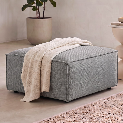 Pouf en tissu chenille gris - Harper