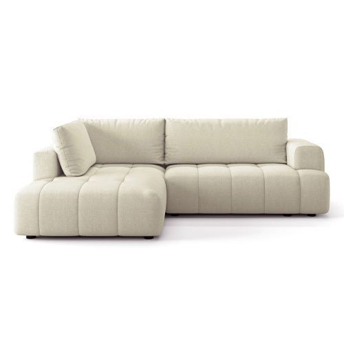 Canapé d'angle à gauche convertible 4 places en tissu chenille beige - ouverture rapide - Brera