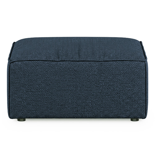 Pouf en tissu chenille bleu foncé - Livia