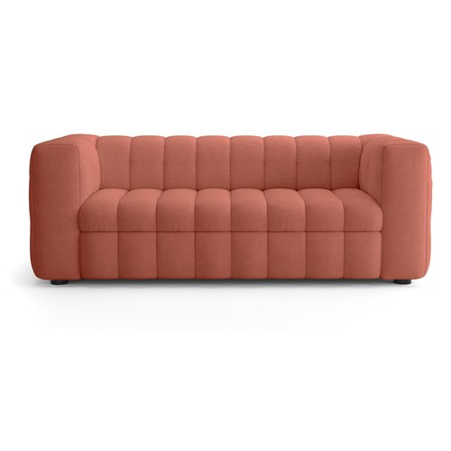 Canapé capitonné convertible 3 places en tissu chenille terracotta - ouverture express - Cester