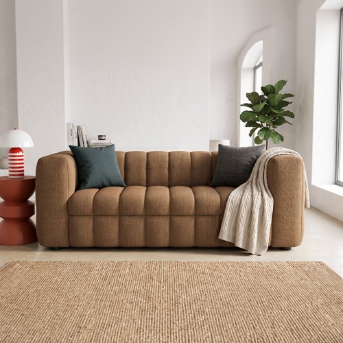 Canapé capitonné convertible 3 places en tissu chenille moka - ouverture express - Cester