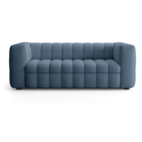 Canapé capitonné convertible 3 places en tissu chenille bleu foncé - ouverture express - Cester