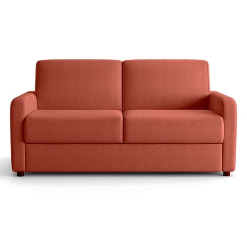 Canapé droit convertible 3 places en tissu chenille terracotta - ouverture express - Lumio
