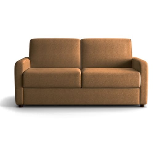 Canapé droit convertible 3 places en tissu chenille moka - ouverture express - Lumio