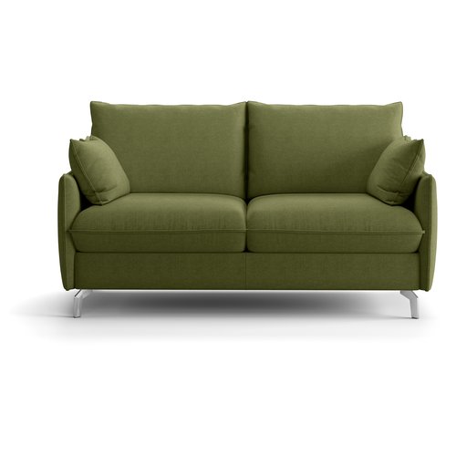 Canapé droit convertible 3 places en tissu chenille vert olive - ouverture express - Astoria