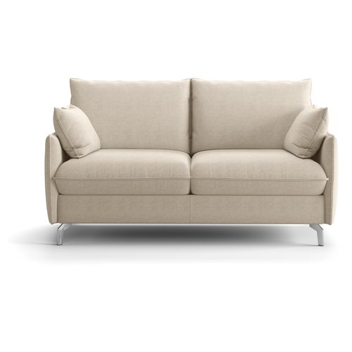 Canapé droit convertible 3 places en tissu chenille beige - ouverture express - Astoria