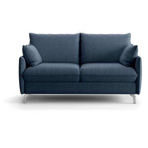 Canapé droit convertible 3 places en tissu chenille bleu foncé - ouverture express - Astoria