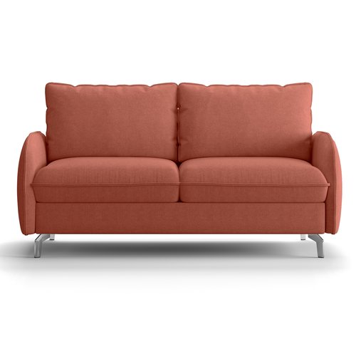 Canapé droit convertible 3 places en tissu chenille terracotta - ouverture express - Novoli