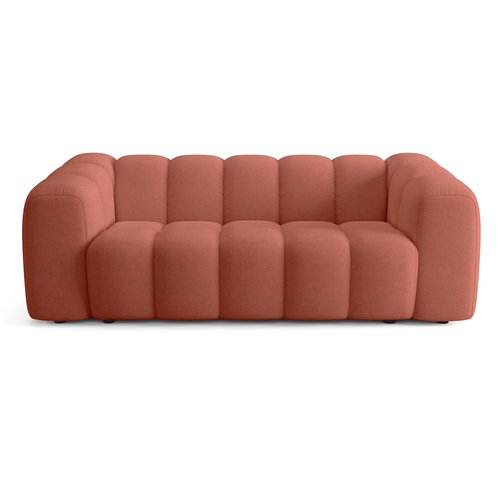 Canapé capitonné convertible 3 places en tissu chenille terracotta - ouverture express - Belleville