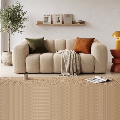 Canapé capitonné convertible 3 places en tissu chenille taupe - ouverture express - Belleville