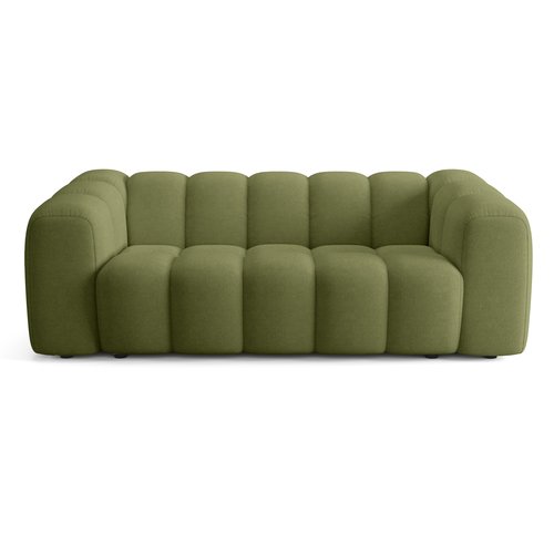 Canapé capitonné 3 places en tissu chenille vert olive - Belleville