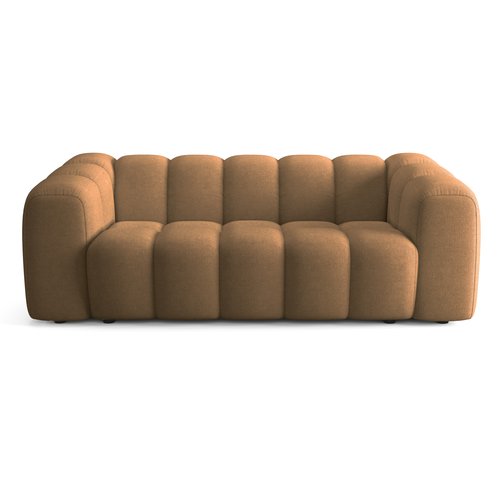 Canapé capitonné 3 places en tissu chenille moka - Belleville
