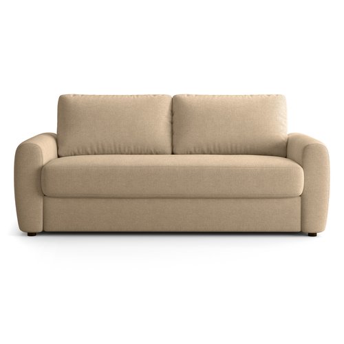 Canapé droit convertible 3 places en tissu chenille taupe - ouverture express - Salvia