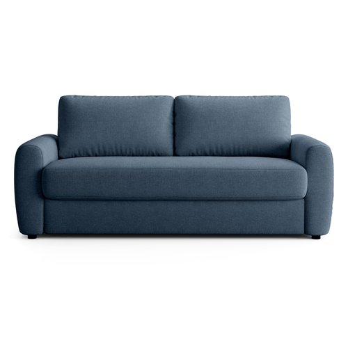 Canapé droit convertible 3 places en tissu chenille bleu foncé - ouverture express - Salvia