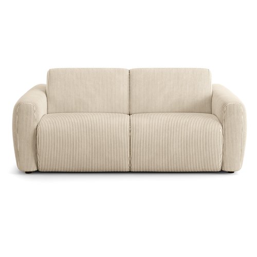 Canapé droit convertible 3 places en velours côtelé beige - ouverture express - Suzie