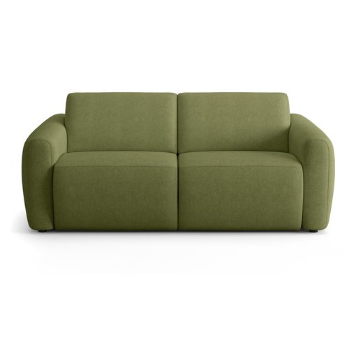 Canapé droit convertible 3 places en tissu chenille vert olive - ouverture express - Suzie